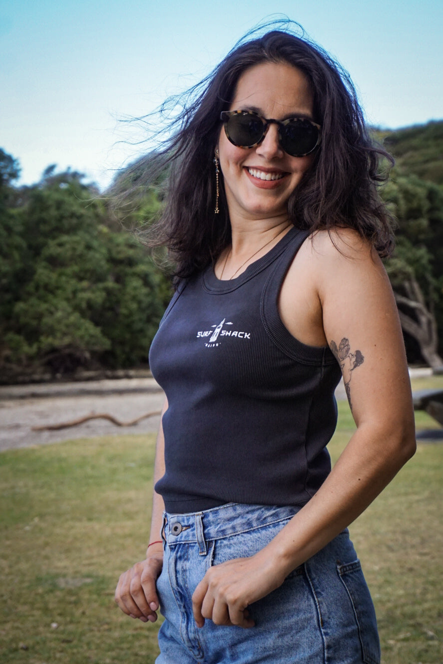 AC Tiki Head Womens Tank - Organic Rib Crop Tank