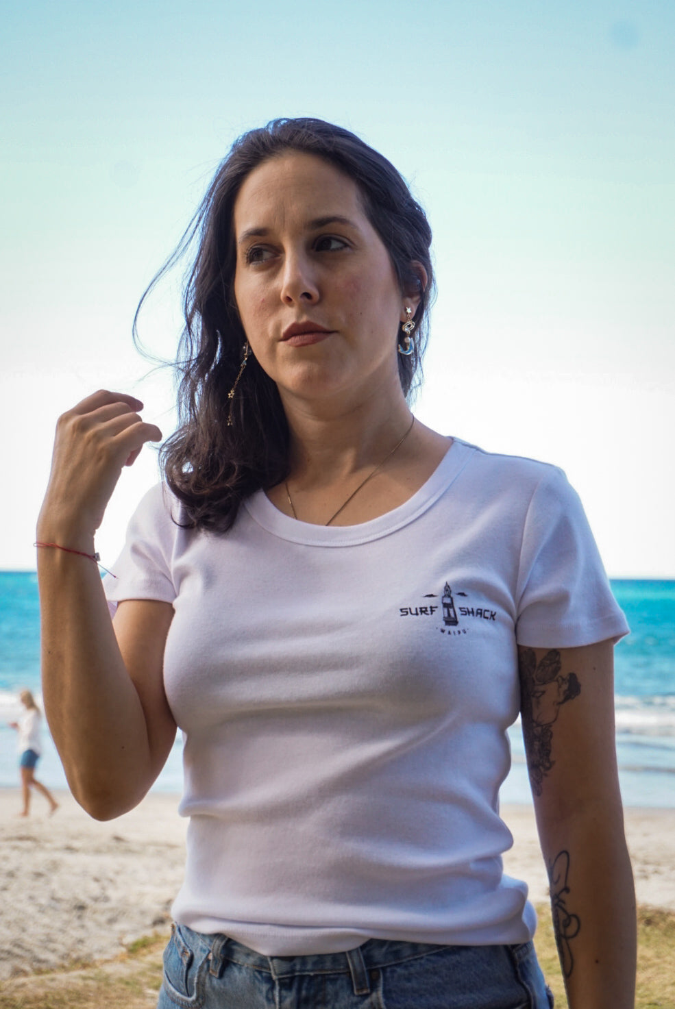 AC Tiki Head Womens Organic Baby Rib Tee