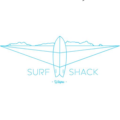 A blue lineart surfboard in the water