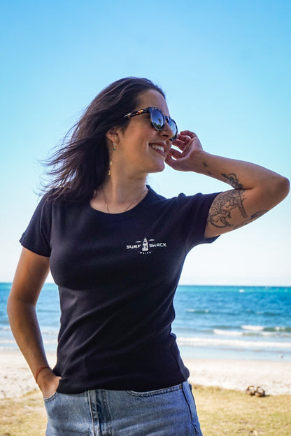 AC Tiki Head Womens Organic Baby Rib Tee