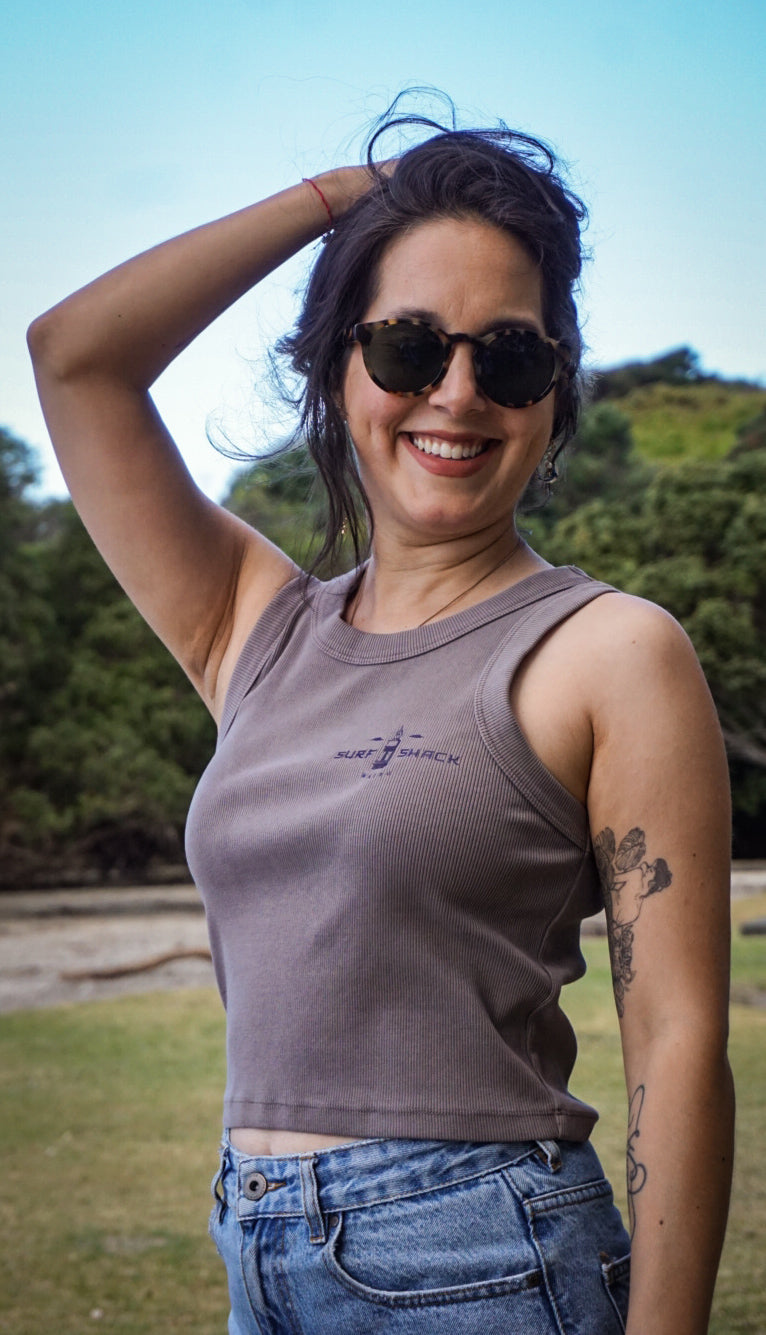 AC Tiki Head Womens Tank  - Organic Rib Crop Tank