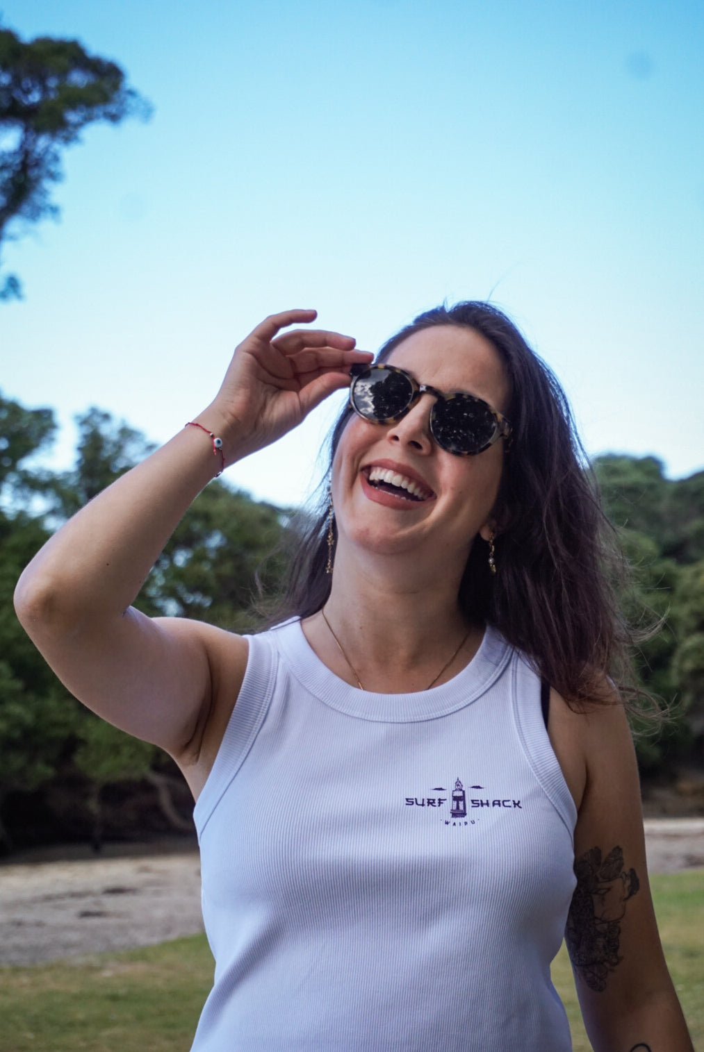 AC Tiki Head Womens Tank  - Organic Rib Crop Tank