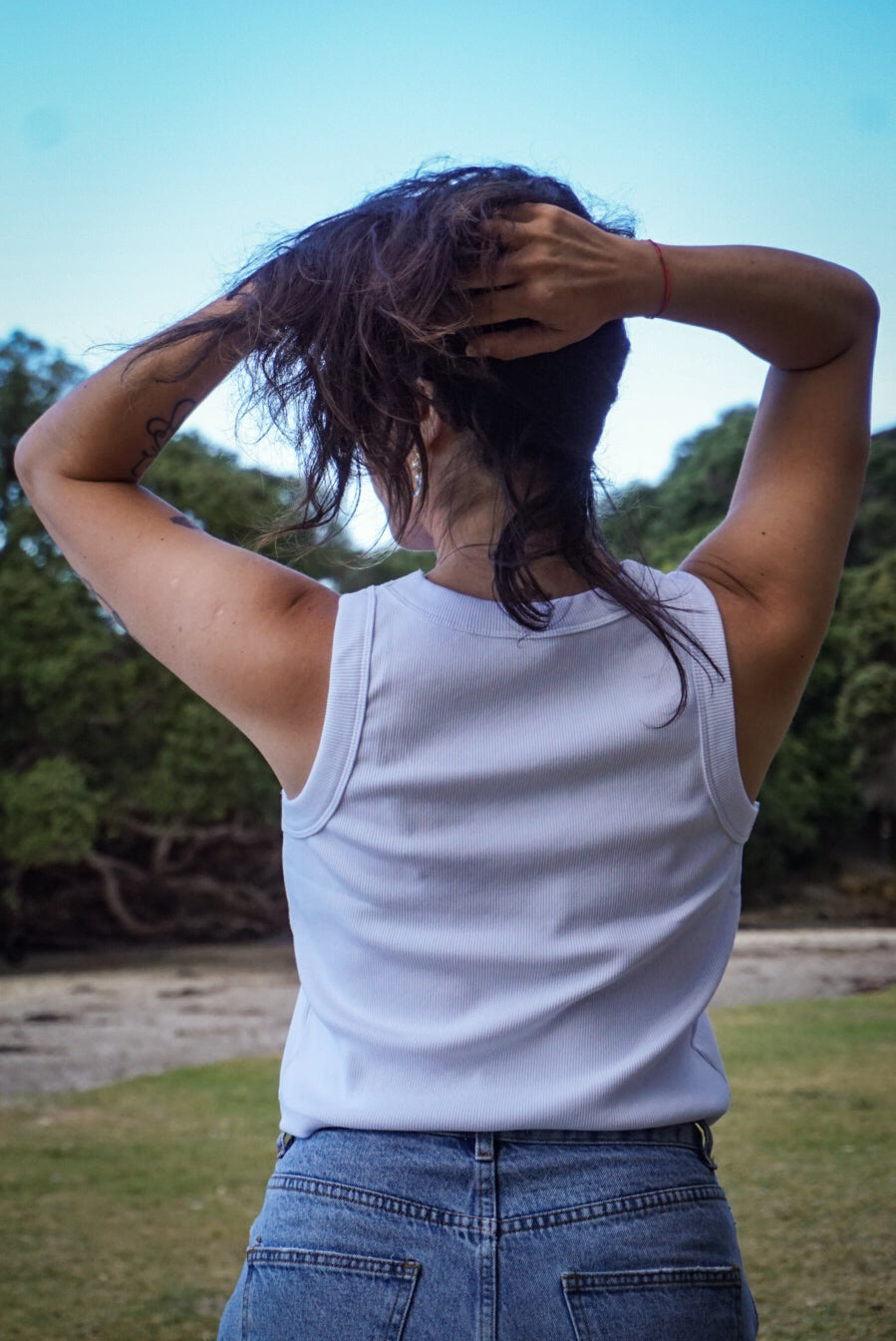 AC Tiki Head Womens Tank  - Organic Rib Crop Tank