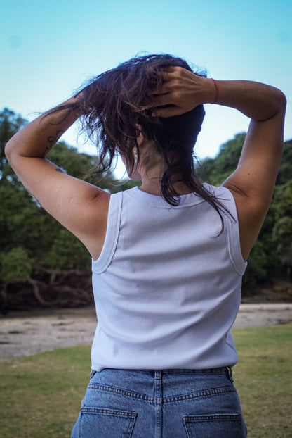 AC Tiki Head Womens Tank  - Organic Rib Crop Tank